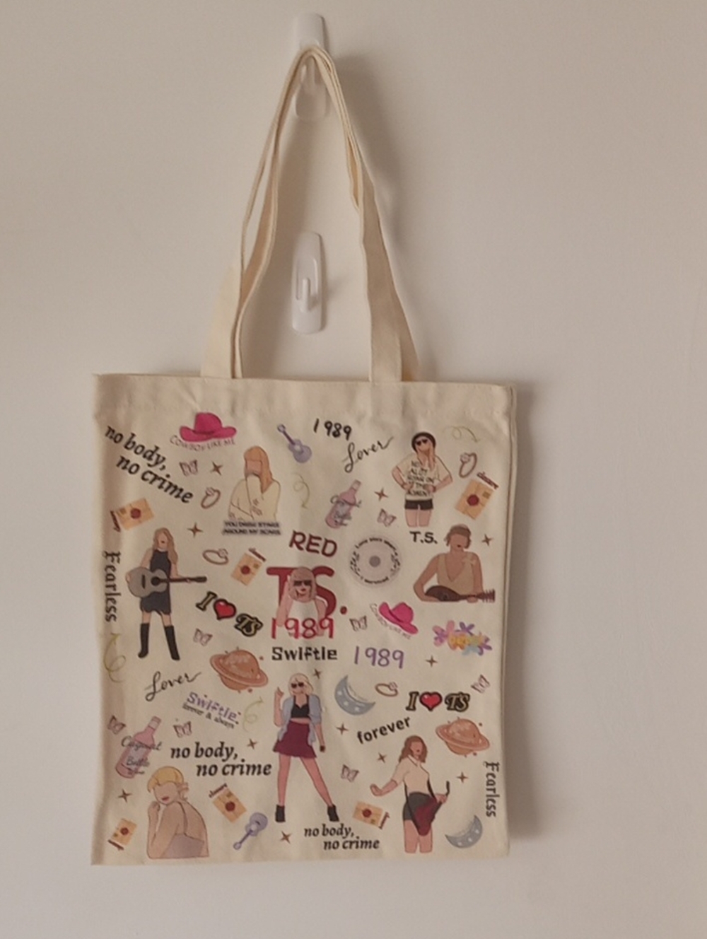 Taylor Swift Inspired Cream Graphic Tote Bag